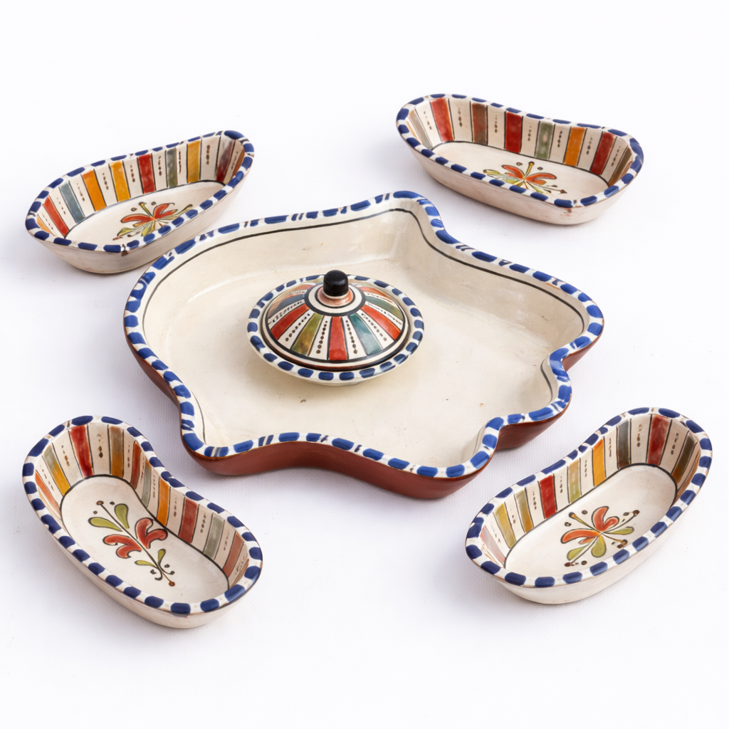 Khmissa en Poterie de Fès – Pièce Artisanale Peinte à la Main