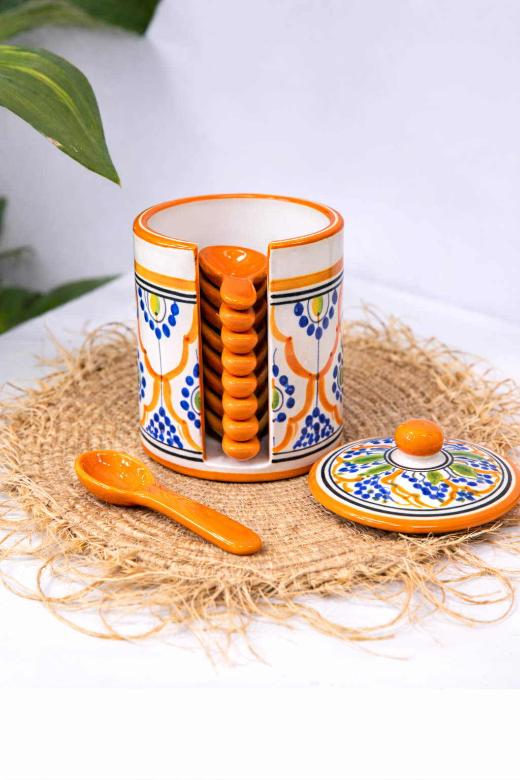 Porte-Cuillères Artisanal en Poterie Émaillée