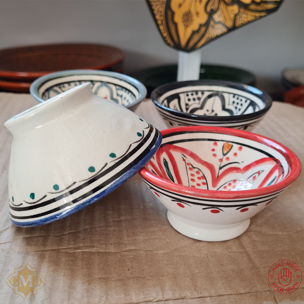 Ensemble (x6) de bols artisanaux en poterie faits main – Élégance traditionnelle marocaine