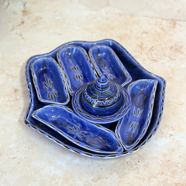 Khmissa en Poterie de Fès – Pièce Artisanale Peinte à la Main