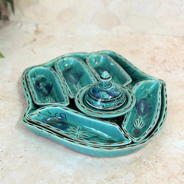 Khmissa en Poterie de Fès – Pièce Artisanale Peinte à la Main